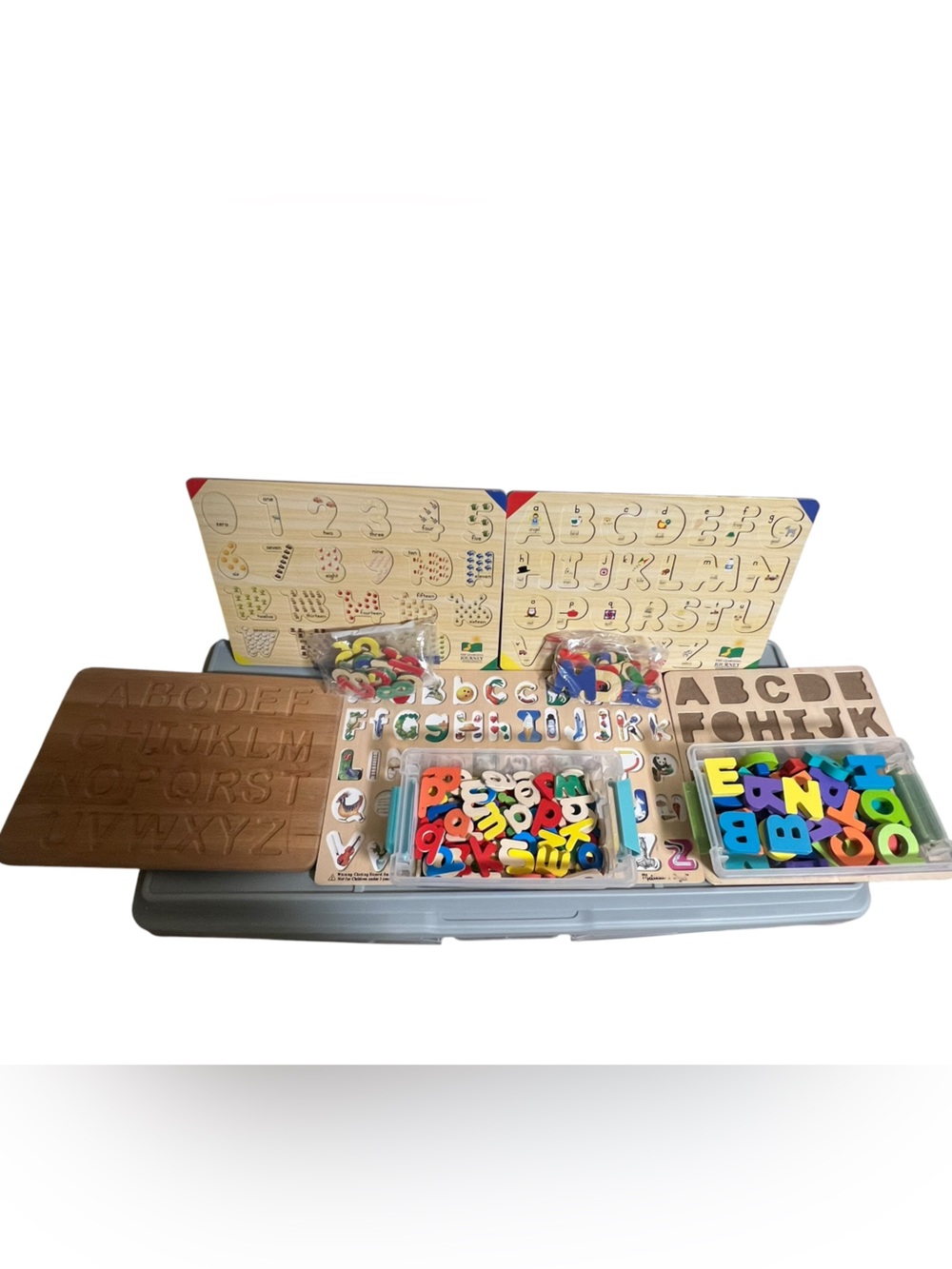 Melissa & Doug Wooden Alphabet & Numbers Puzzles Lot of 5 Wood Boards & Pieces